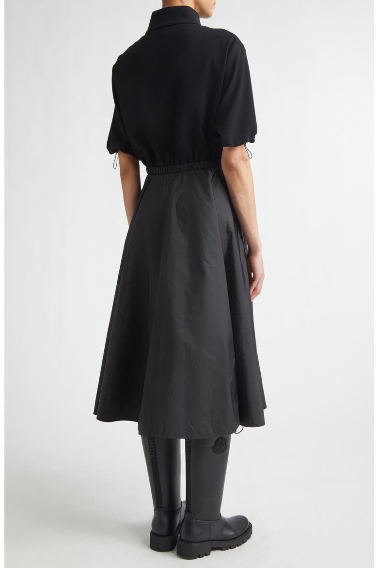 Mixed Media Technical Midi Shirtdress, Alternate, color, BLACK