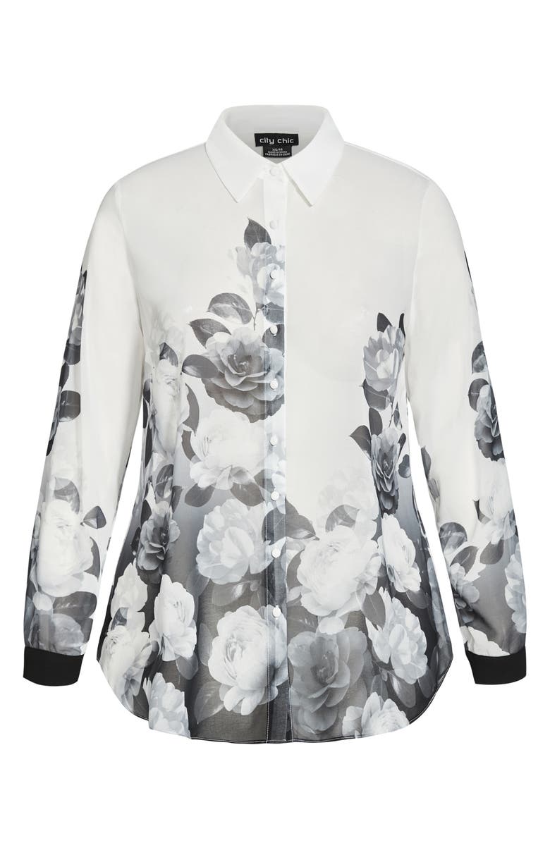 City Chic Victoria Relaxed Fit Floral Button-Up Shirt, Alternate, color,