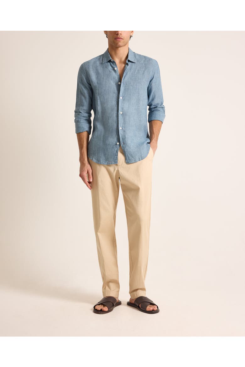 Giles Lino Tailored Fit Italian Linen Shirt, Main, color, AERO BLUE
