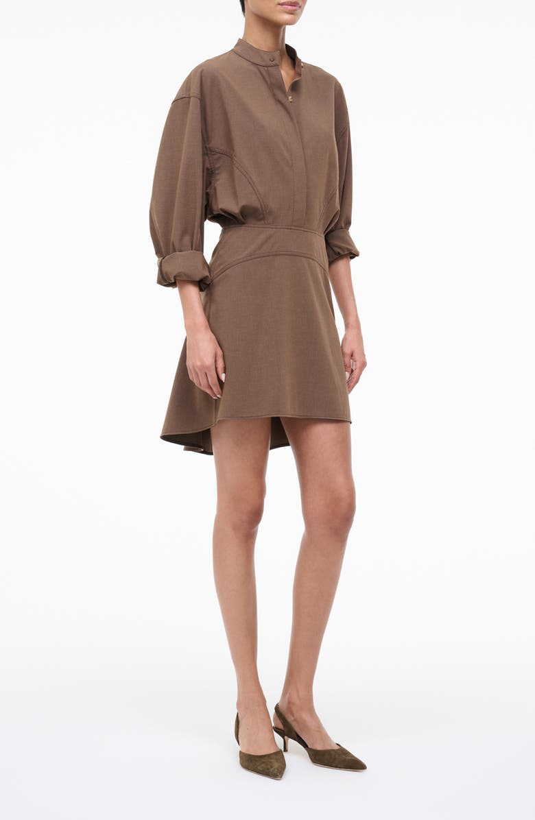 STAUD Kiln High-Low Long Sleeve Shirtdress, Alternate, color, Nutmeg