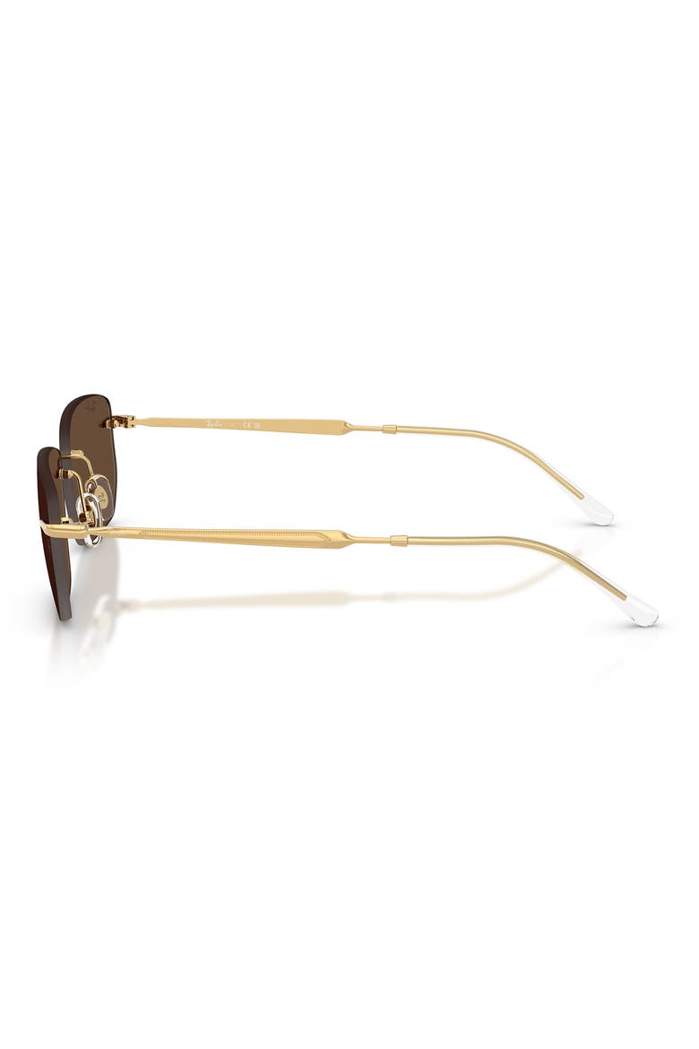 56mm Rimless Rectangular Sunglasses, Alternate, color, ARISTA / DARK BROWN
