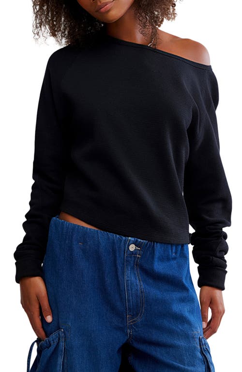 Free People Jess One-shoulder Thermal Top In Black