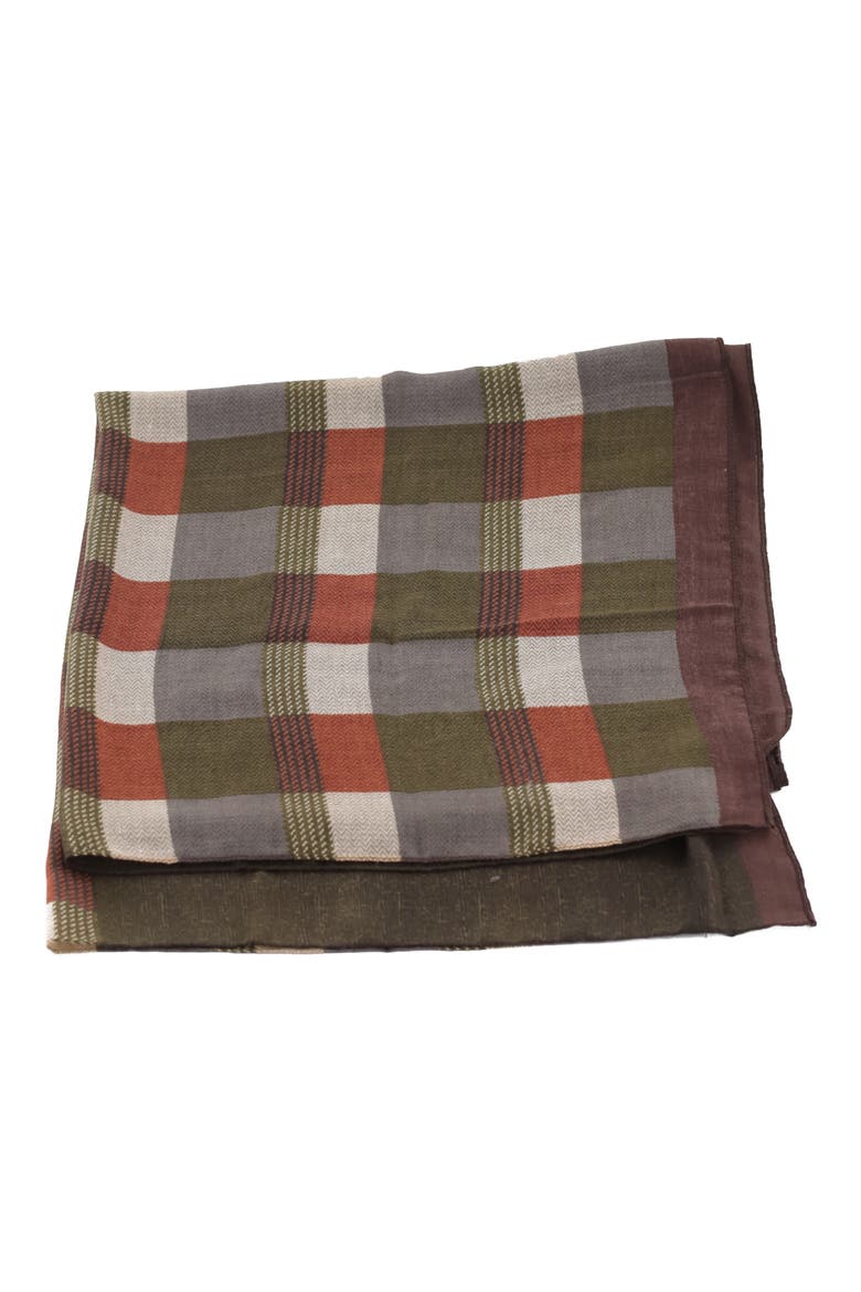 Checkered Print Lightweight Wrap, Alternate, color, GREEN