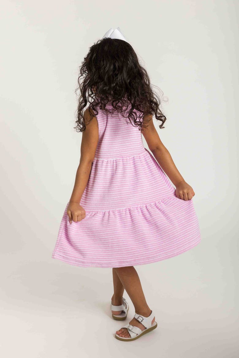 Stripe Terry Dress with Flowers, Alternate, color, Pink/White