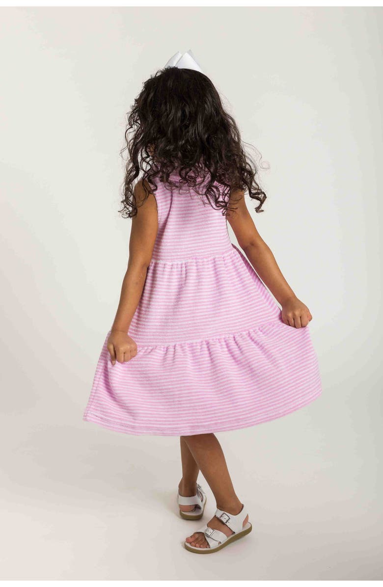 Florence Eiseman Stripe Terry Dress with Flowers, Alternate, color, Pink/White