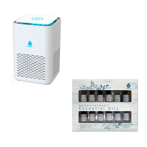 Clean Air & Aromatherapy Bundle - True HEPA Air Purifier with 12 Essential Oils