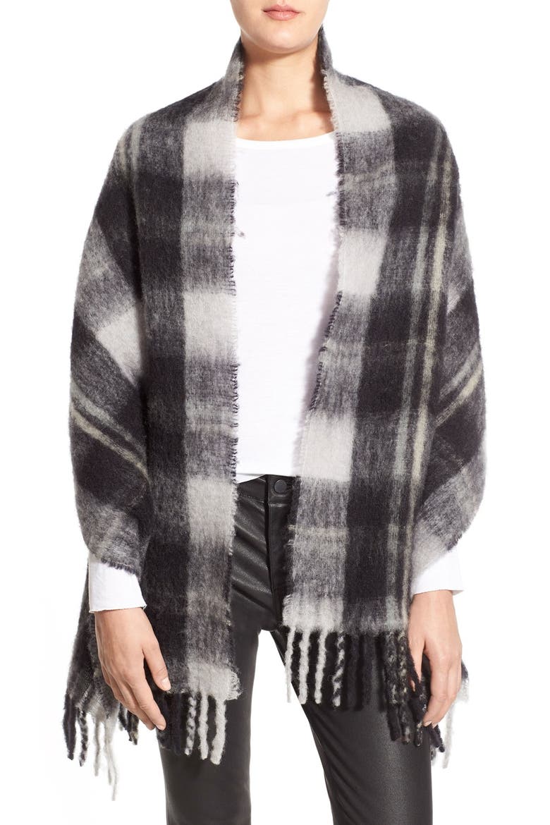 MARC BY MARC JACOBS Plaid Blanket Scarf, Main, color, BLACK MULTI