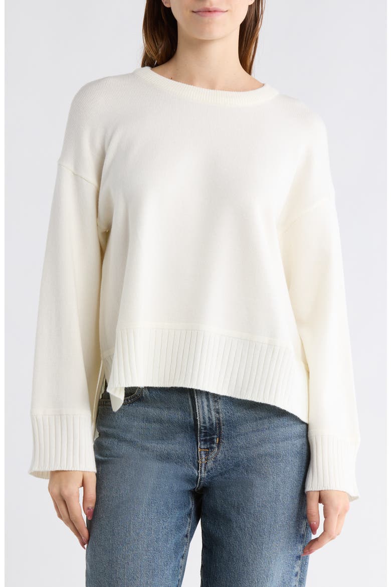 V-Neck Sweater, Main, color, CREME