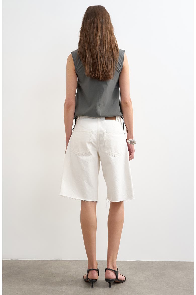 Barrel Leg Jeans Shorts, Alternate, color, MBLUE