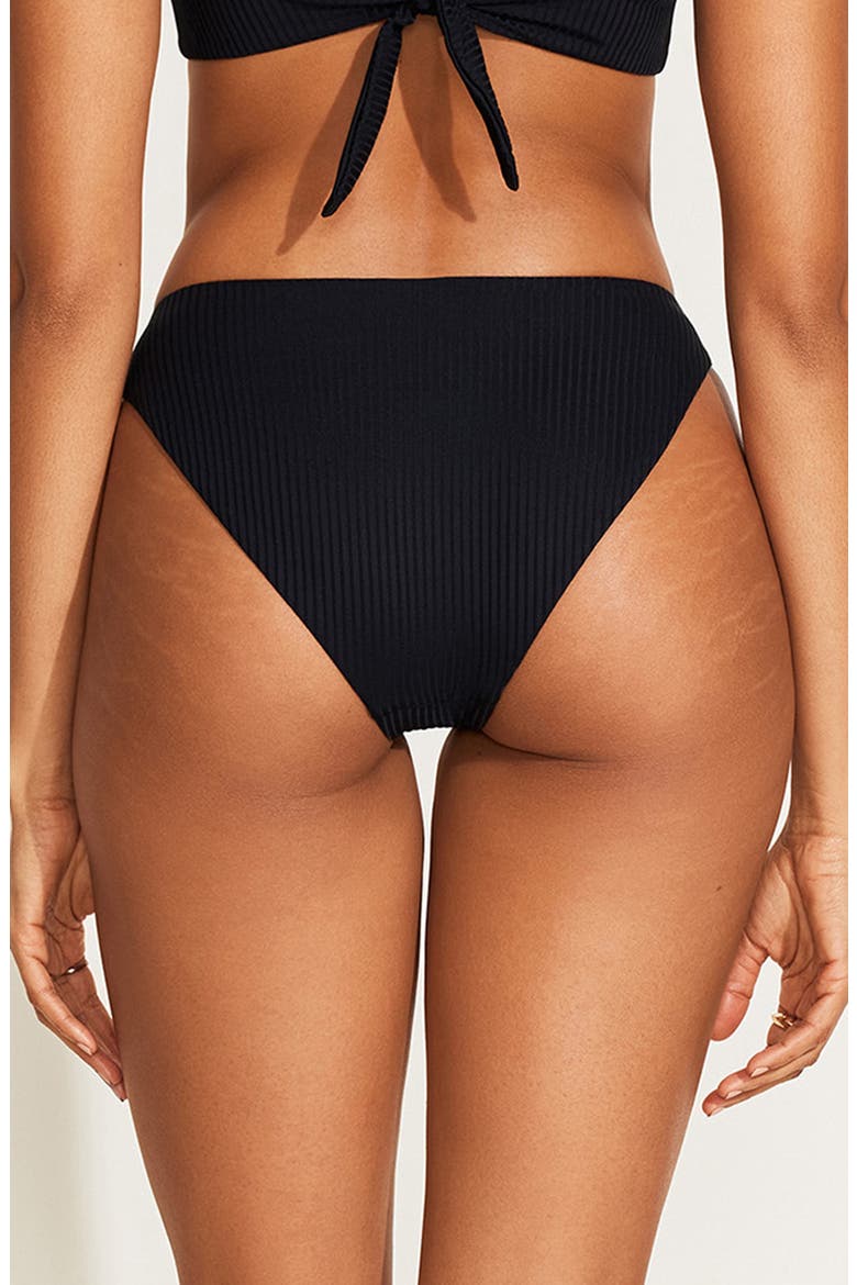 Cali High Cut Bikini Bottoms, Alternate, color, BLACK