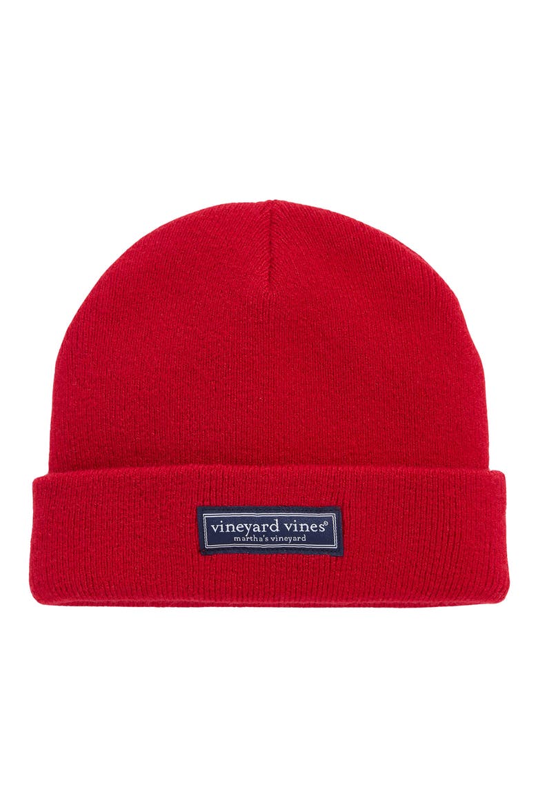 Kids' Logo Box Beanie, Main, color, RED VELVET