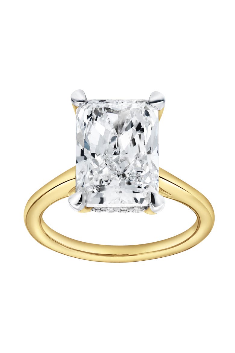 Aelo 14K Gold Radiant Cut Lab Grown Diamond Hidden Halo Engagement Ring - 5.1 Ct, Main, color, 14K Yellow Gold