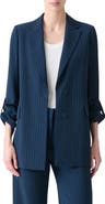 Akris punto Pinstripe Cool Wool Blend Crepe Blazer