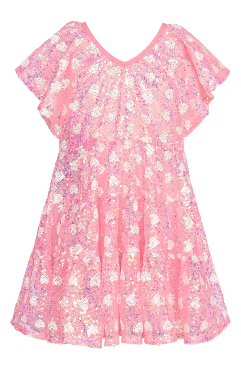 Baby Sara Kids' Sequin Flutter Sleeve Dress, Main, color, 