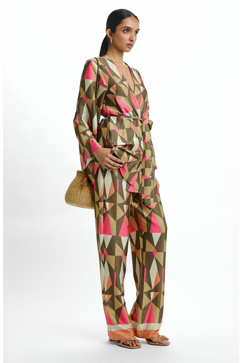Leer Palazzo Pants in Caru Olive, Alternate, color, Caru Olive