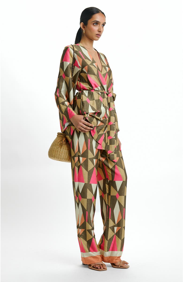 DIARRABLU Leer Palazzo Pants in Caru Olive, Alternate, color, Caru Olive