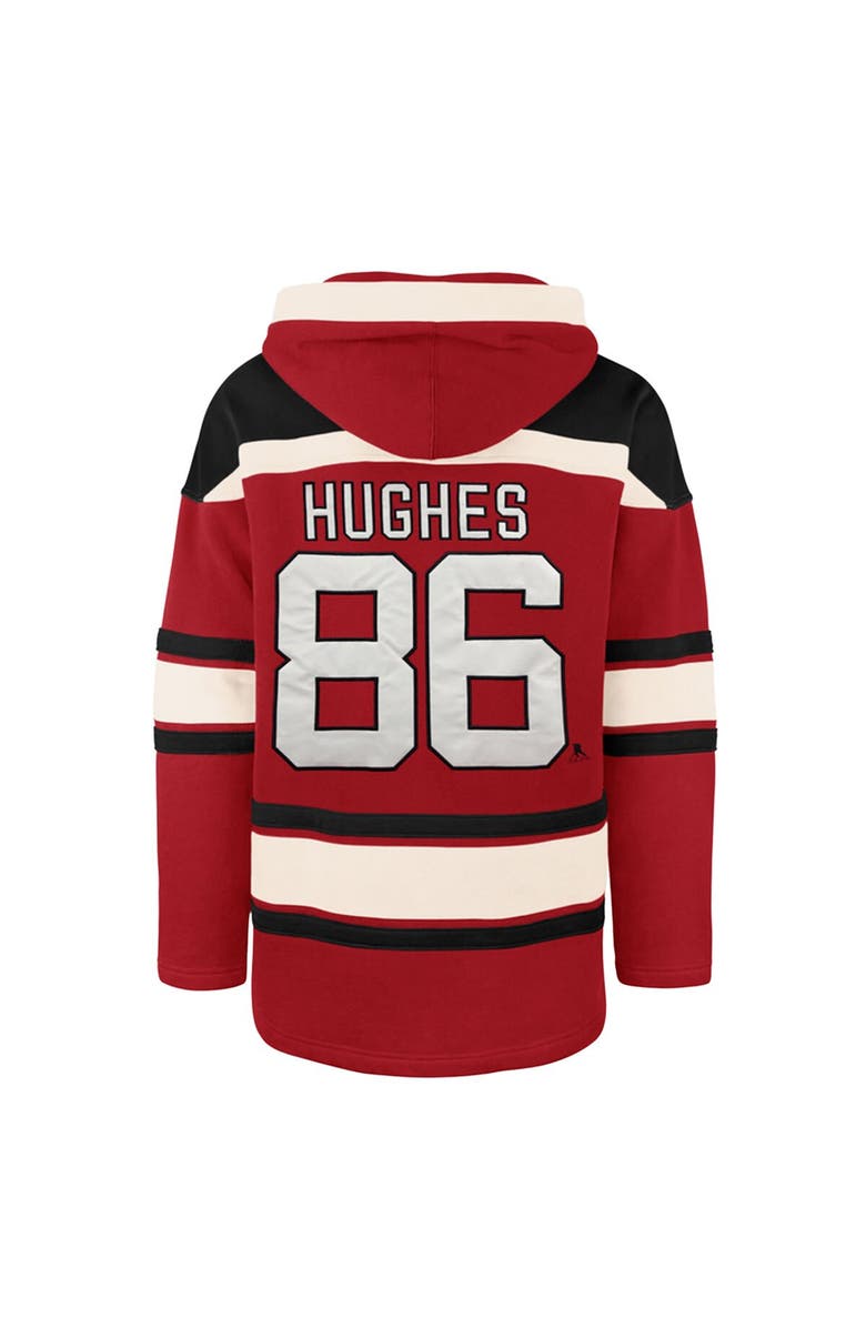'47 Men's '47 Jack Hughes Red New Jersey Devils Big & Tall Lace-up Pullover Hoodie, Alternate, color, Red