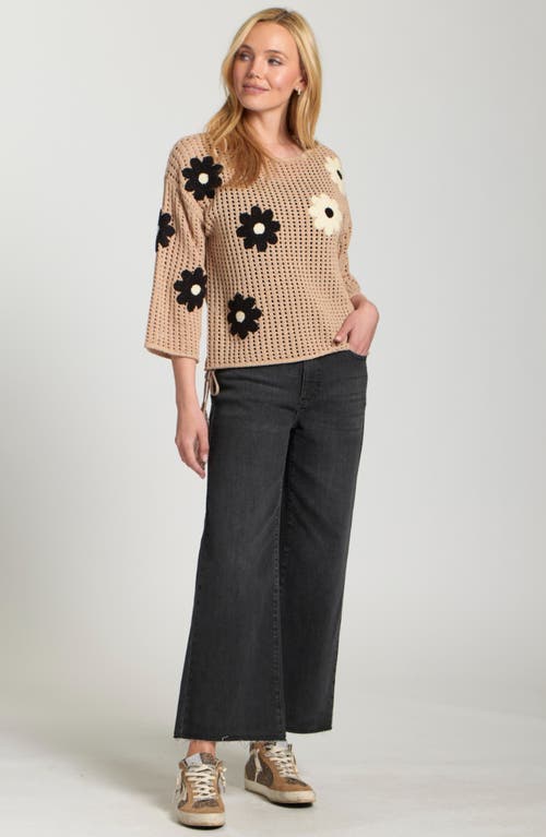 Apny Floral Appliqué Sweater In Brown
