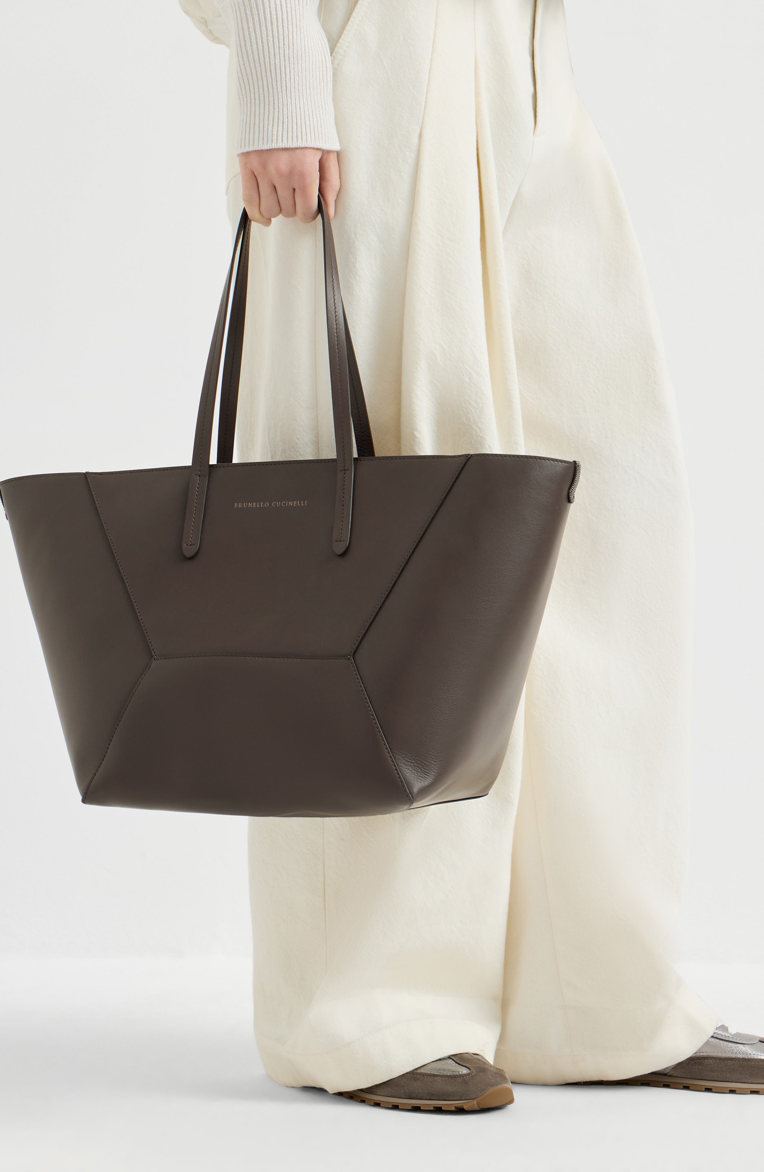 BC Duo bag in calfskin with monili, Alternate, color, Brown