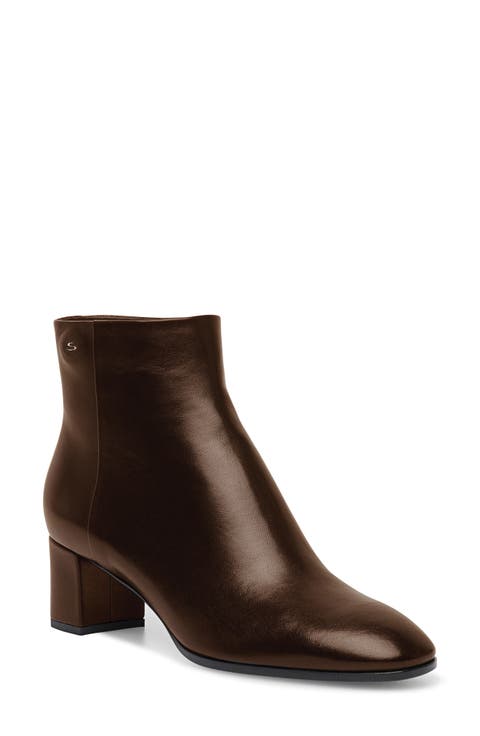Women's leather mid-heel ankle boot