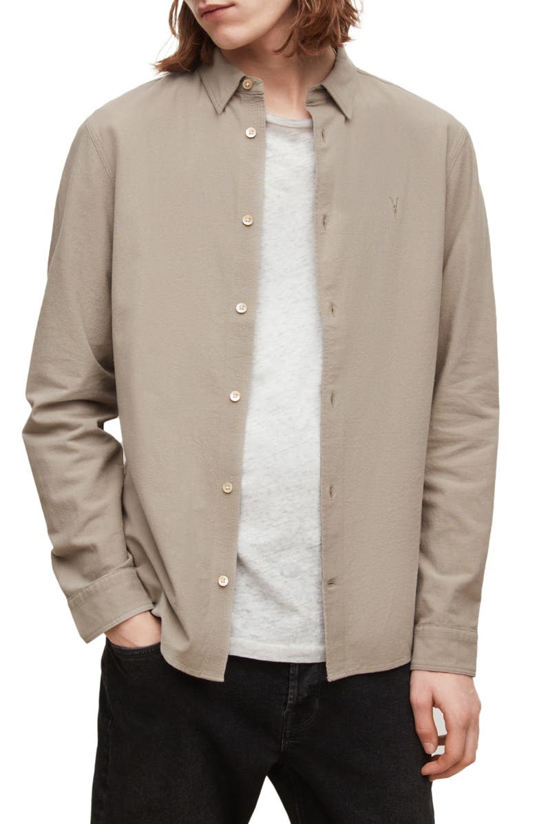 AllSaints Lovell Cotton Button-Up Shirt, Main, color, 