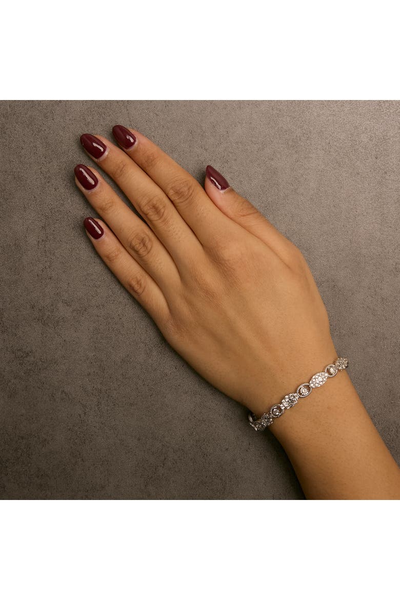 10K White Gold 2.0 Cttw Diamond Milgrain Cluster Link Bracelet, Alternate, color, White Gold