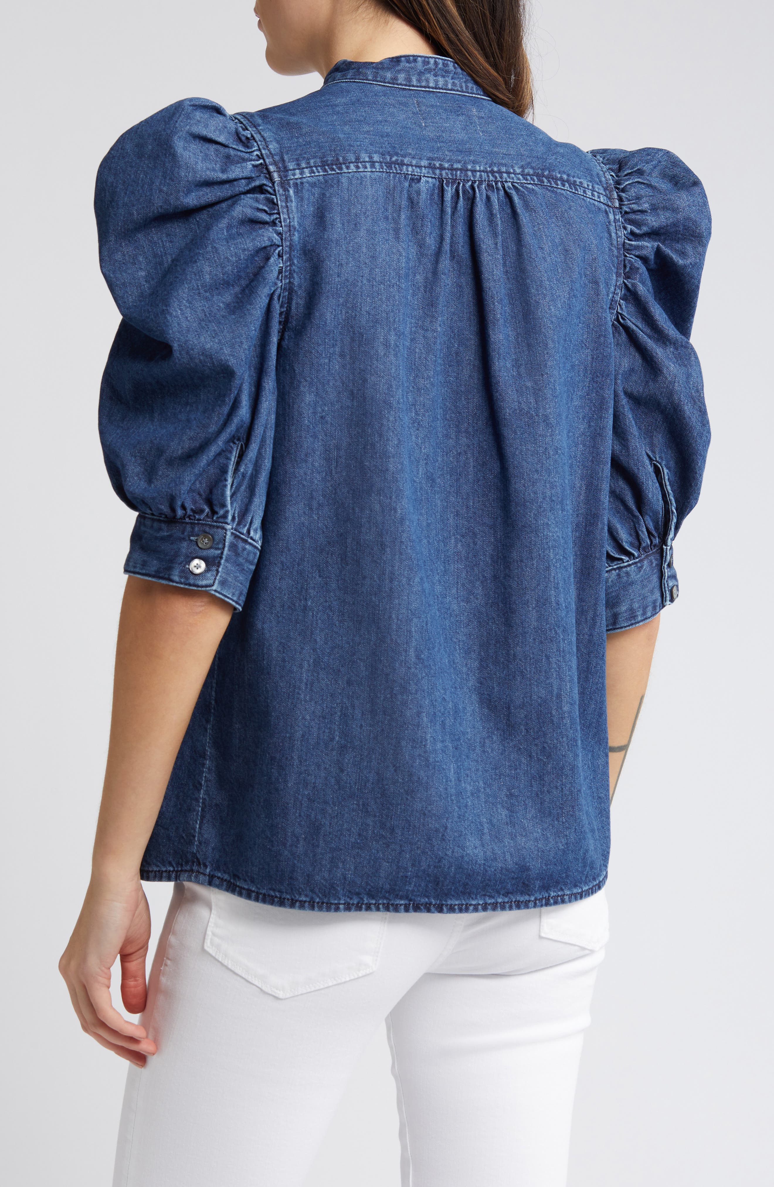 Gillian Puff Sleeve Denim Shirt - image 2