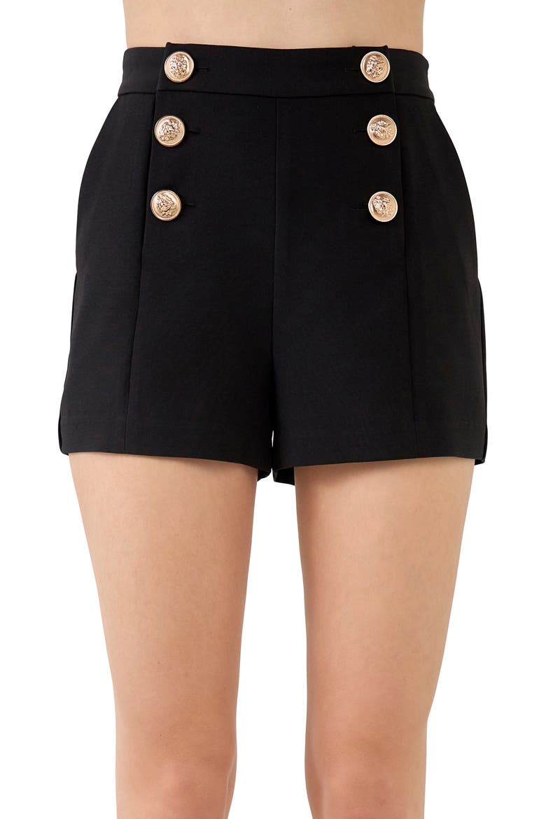 High Waist Sailor Shorts, Alternate, color, BLACK