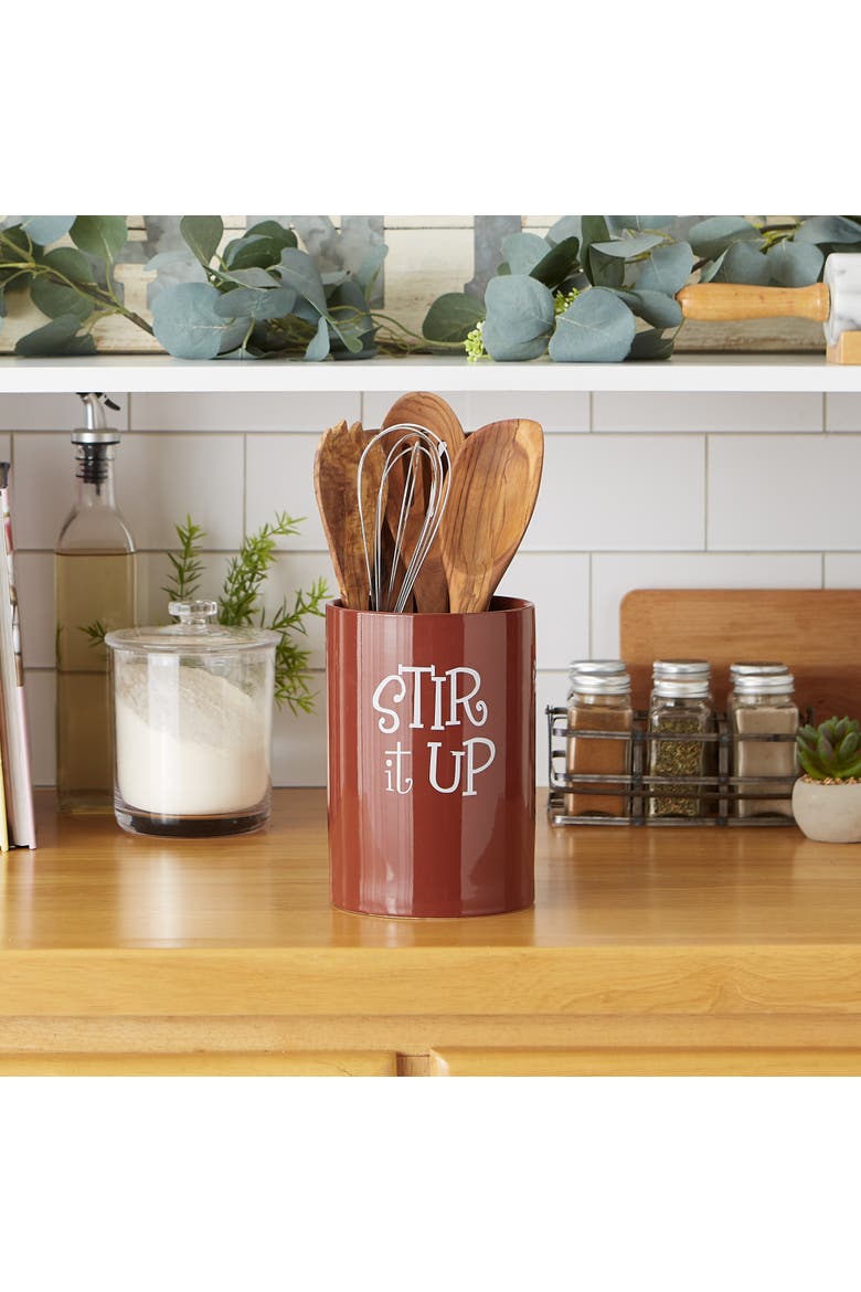 Stir It Up Ceramic Utensil Holder, Alternate, color, Cinnamon
