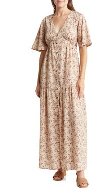WISHLIST Floral Button Front Maxi Dress