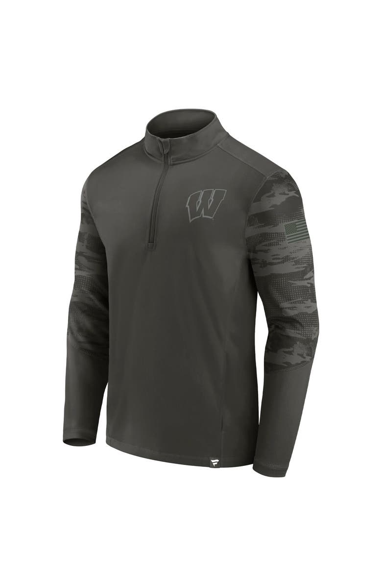 FANATICS Men's Fanatics Branded Black Wisconsin Badgers OHT Military Appreciation Guardian Quarter-Zip Top, Alternate, color, Black