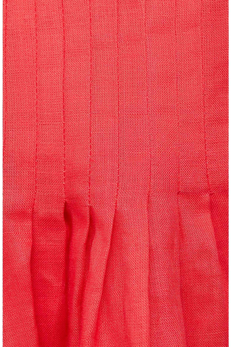 Pleated Ramie Midi Skirt, Alternate, color, RED
