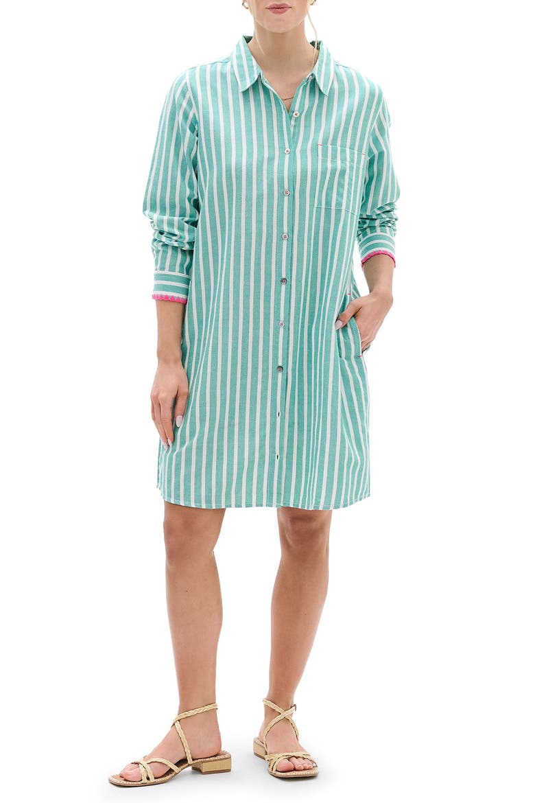 Julia Stripe Cotton Shirtdress, Main, color, ARCADIA