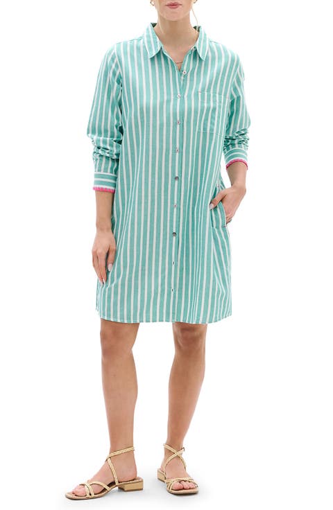 Julia Stripe Cotton Shirtdress