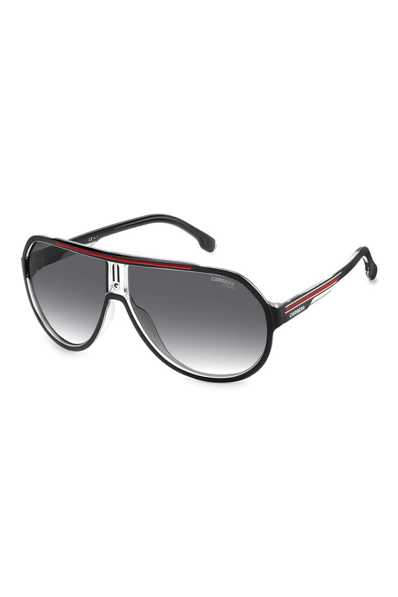 64mm Oversize Gradient Aviator Sunglasses, Alternate, color, BLACK RED/ GREY SHADED