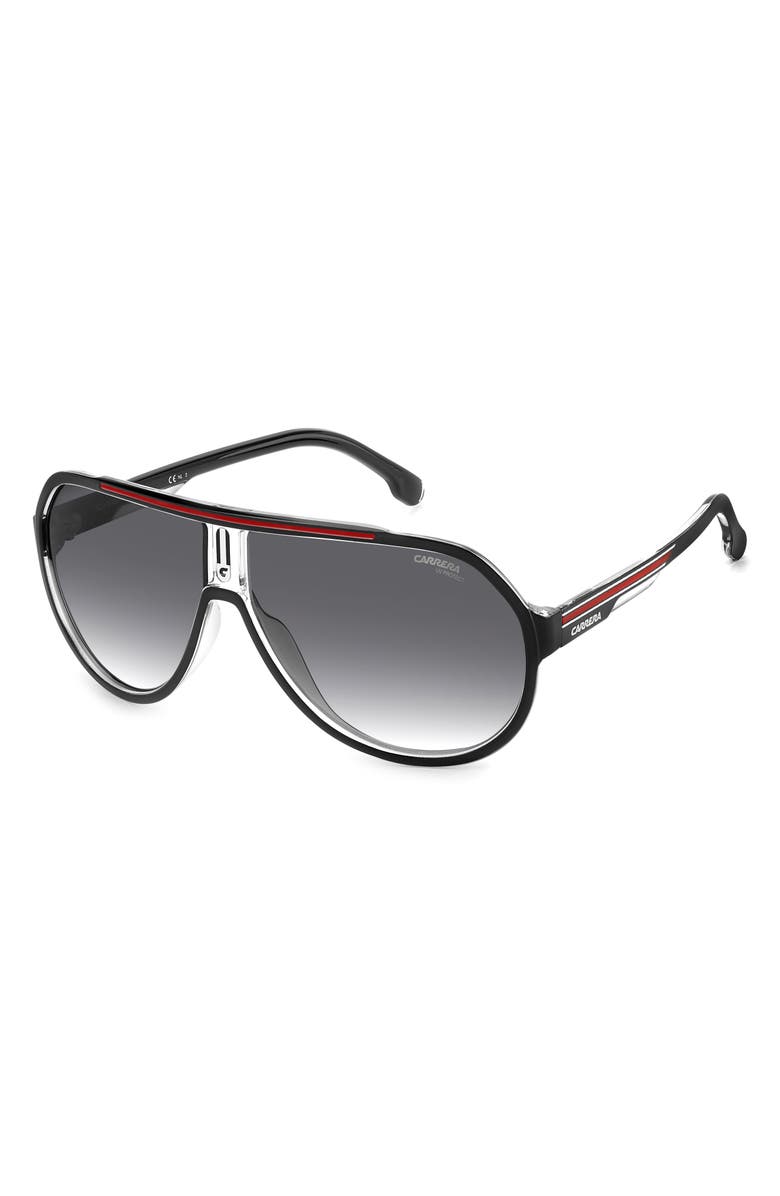 Carrera Eyewear 64mm Oversize Gradient Aviator Sunglasses, Alternate, color, Black Red/ Grey Shaded