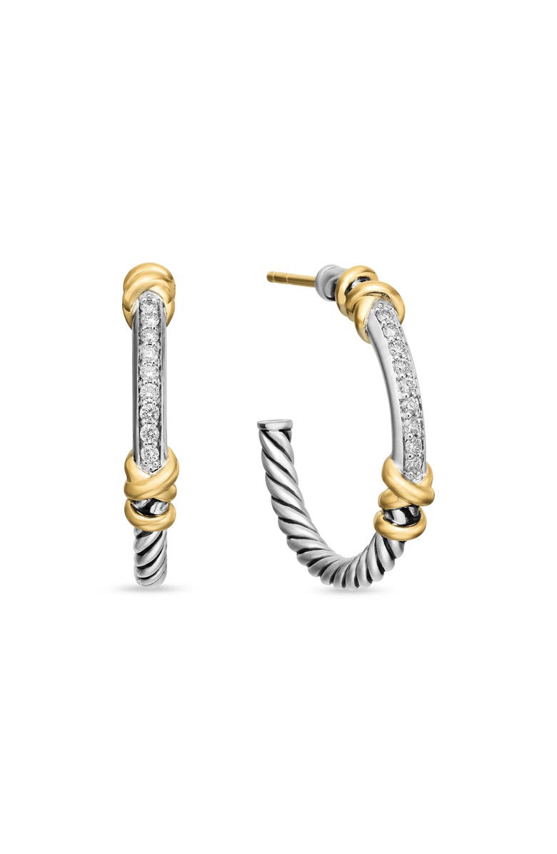 David Yurman Petite Helena Wrap Hoop Earrings with 18K Gold & Diamonds, Main, color, Diamond/ Yellow Gold