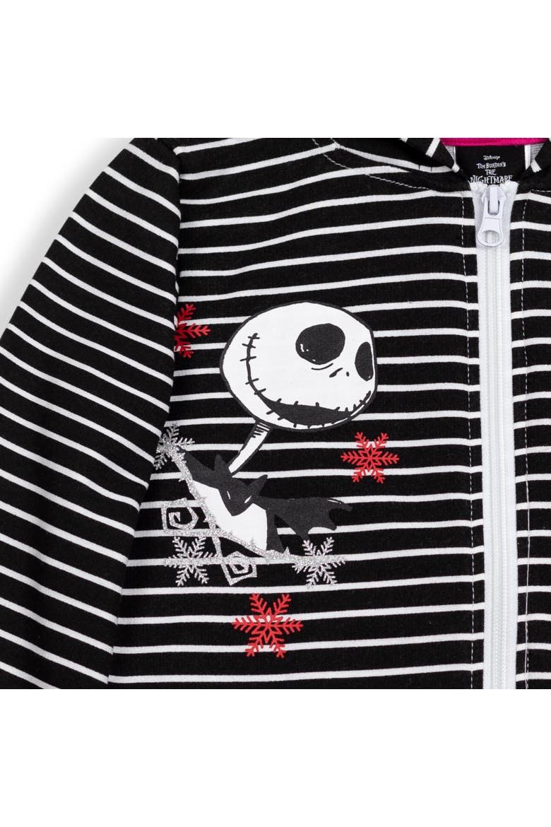Nightmare Before Christmas Fleece Zip-Up Hoodie, Alternate, color, Jack Sally Black