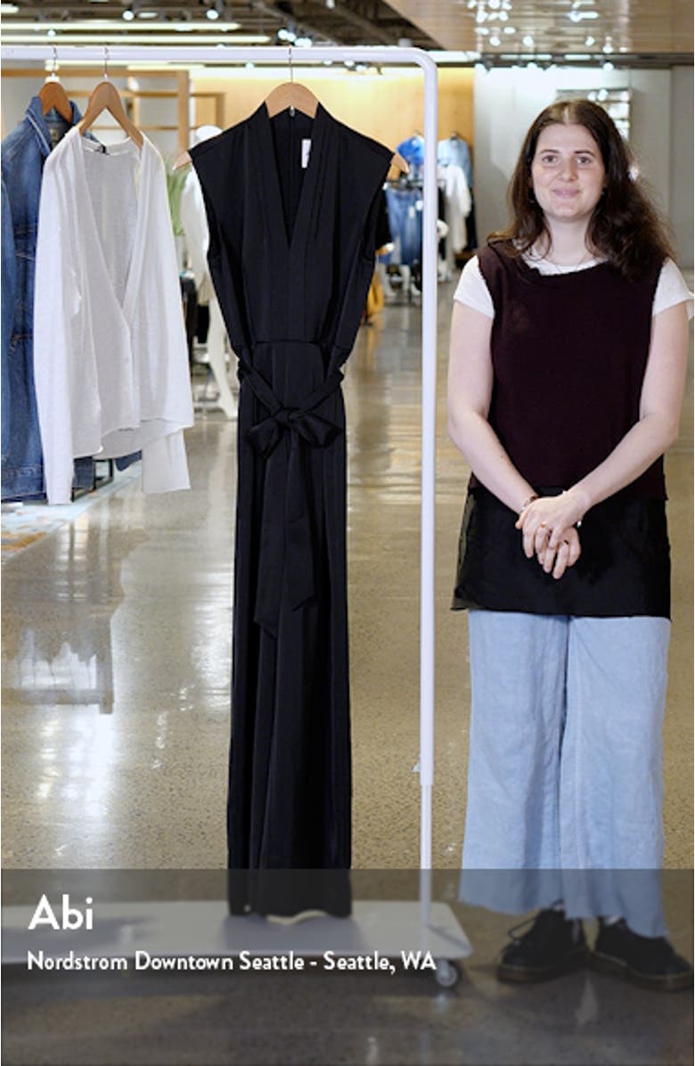 Plunge Neck Satin Jumpsuit, sales video thumbnail