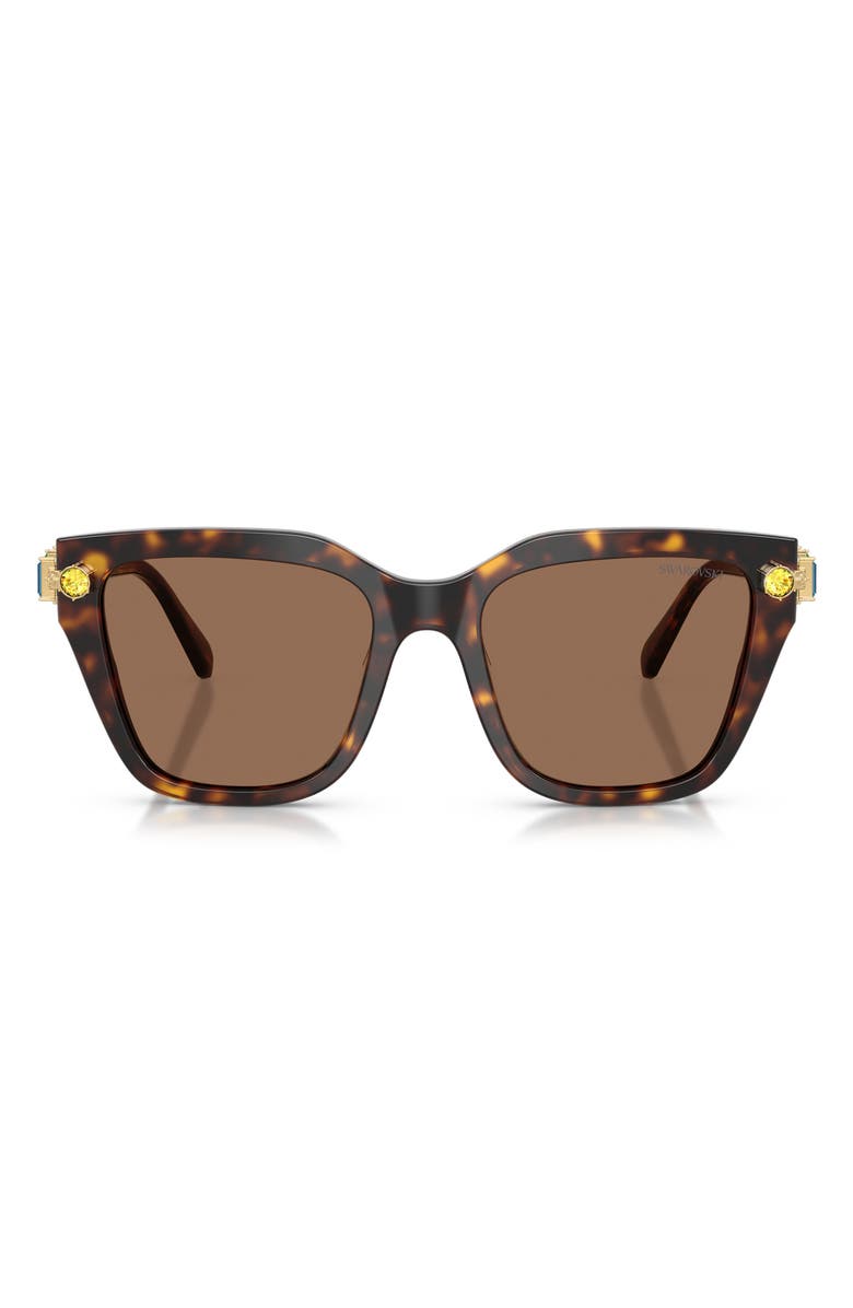 Swarovski 53mm Irregular Sunglasses, Main, color, Havana / Dark Brown