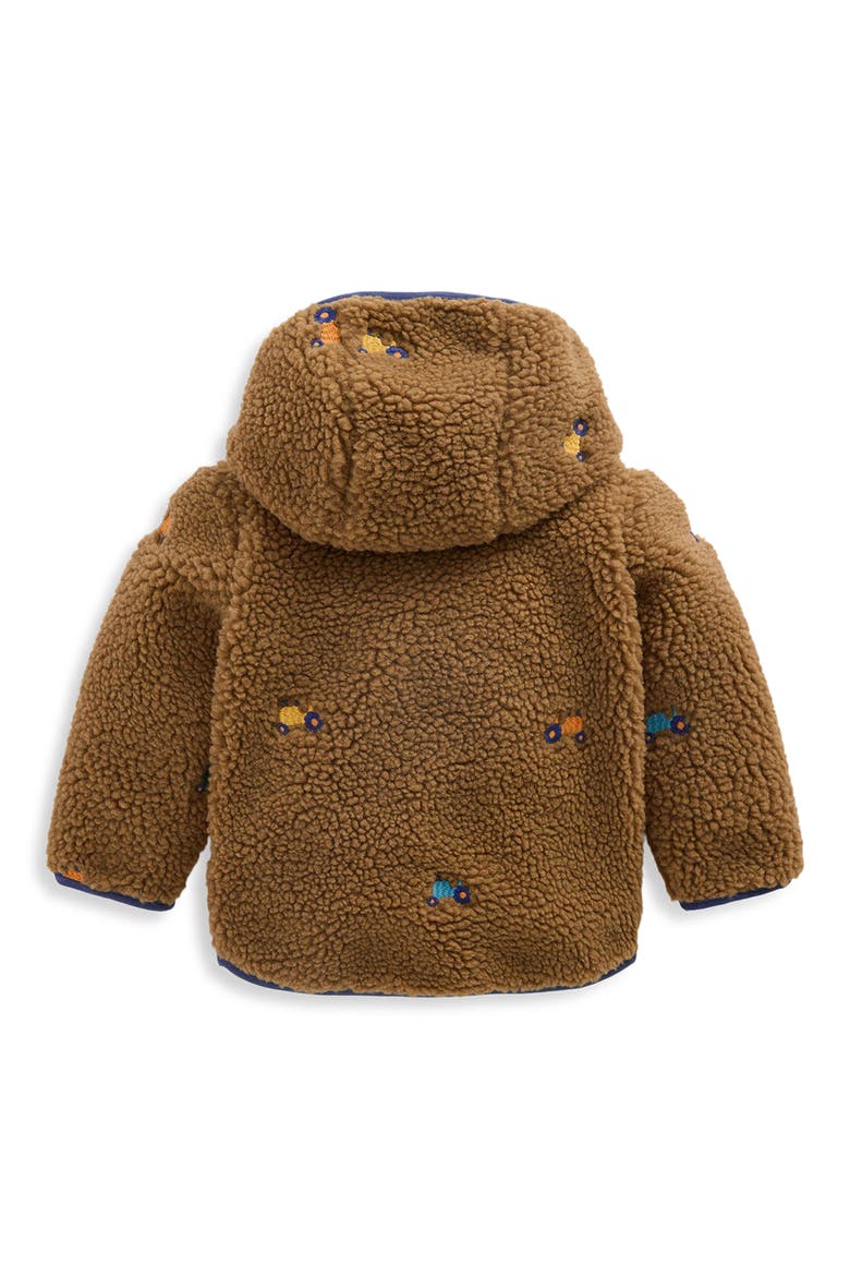 Kids' Embroidered Borg Jacket, Alternate, color, BROWN TRACTORS