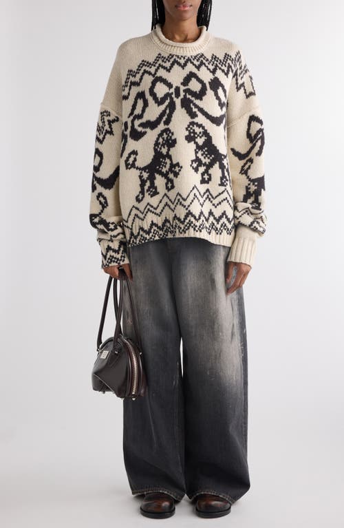 Acne Studios Kaisen Fair Isle Jacquard Donegal Wool Blend Sweater In Ivory/black