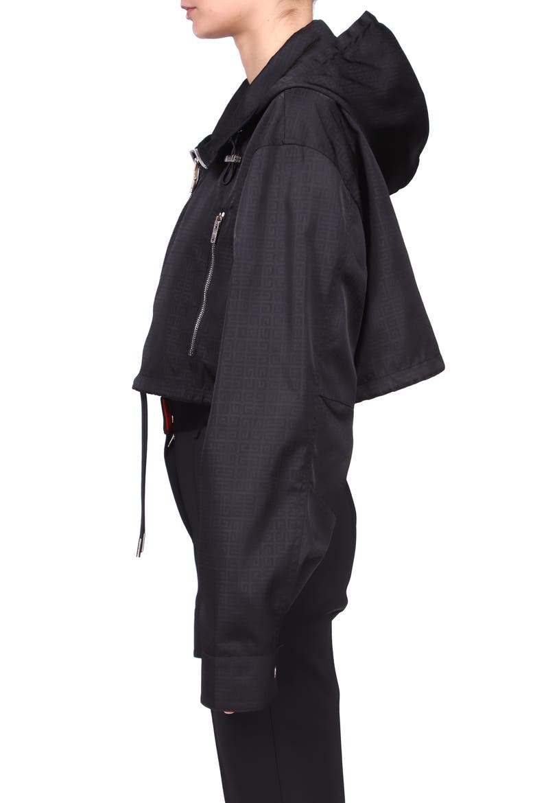 Hooded Logo Crop Windbreaker, Alternate, color, BLACK
