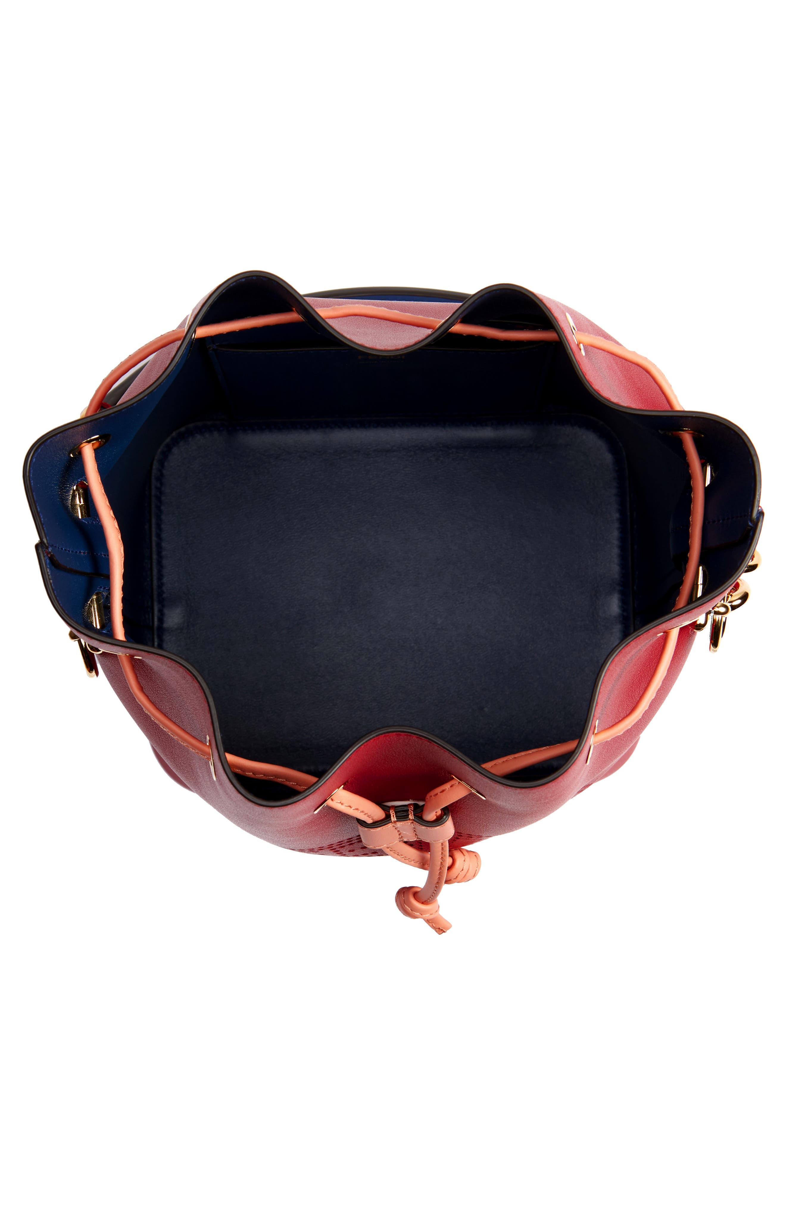 Fendi Mon Tresor Perforated Logo Leather Bucket Bag, Alternate, color, 