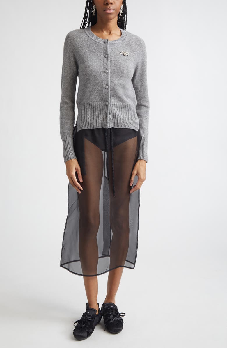 Simone Rocha Embellished Cashmere Cardigan, Alternate, color, Grey/ Pearl/ Clear