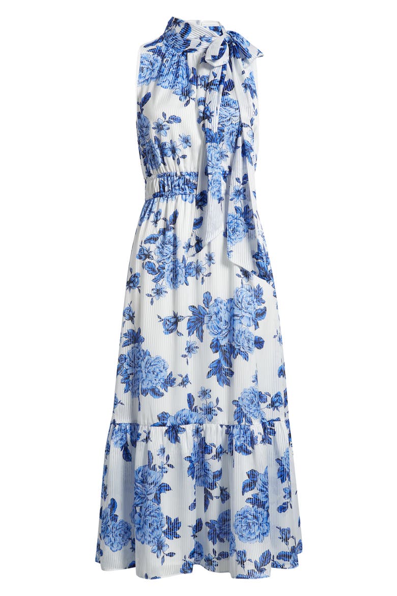 Floral Stripe Mock Neck Midi Dress, Alternate, color, MARINA MULTI