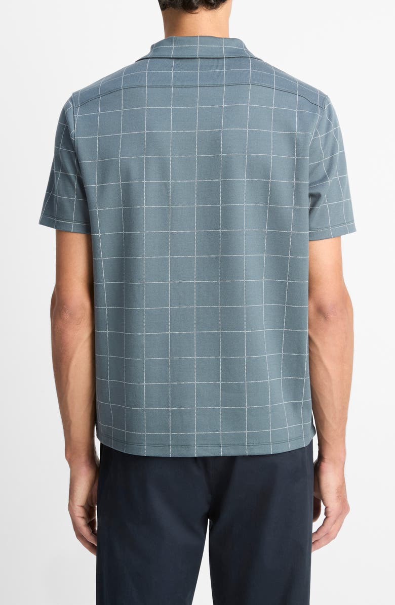 Vince Windowpane Check Cotton Blend Camp Shirt, Alternate, color, Dark Harbor Blue/ Off White