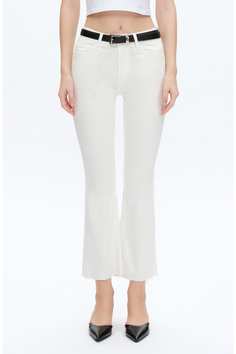 Raw Hem Mid Rise Ankle Bootcut Jeans, Main, color, WHITE
