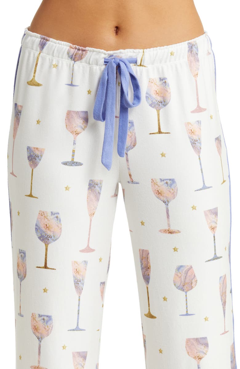 PJ Salvage Wine Glass Print Brushed Jersey Pajamas, Alternate, color, 
