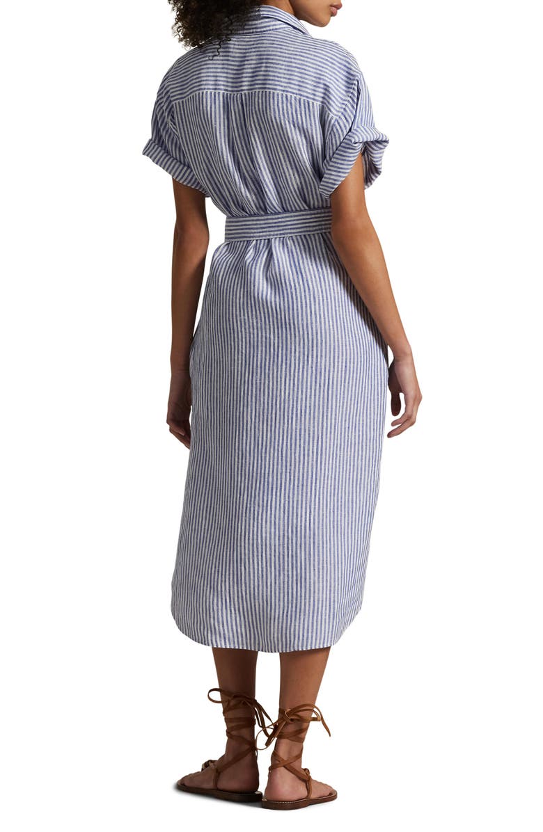Polo Ralph Lauren Stripe Short Sleeve Linen Shirtdress, Alternate, color,